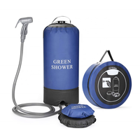 TRAIL SOUL Sac de douche de camping portable avec pompe à pression, matériau PVC, capacité 5L, bleu/gris, option de logo personnalisé pour une utilisation en extérieur