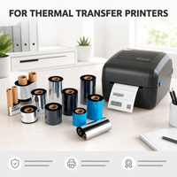 110mm 300m Pita Termal Wax Resin Industri TTR Anti Gores untuk HP untuk Printer Label Hitam Pekat Dot Matrix