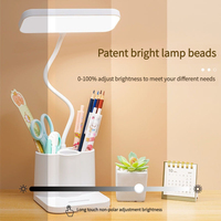 Lampe de bureau LED rechargeable avec porte-stylo, lampe de lecture tactile pour bureau d'étude, lampe de table Lampe LED rechargeable