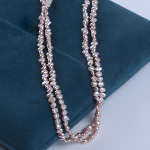 Long Light Purple 4-5mm <b>Cross</b>-Border <b>Side</b> Hole Two Sided Pearl <b>Necklace</b> Fashionable Sweater Chain for Gifts - Product Image 2