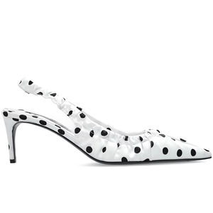 بيع بالجملة جديد لطيف النساء الأسود البولكا نقطة الطباعة حبال الظهر منخفضة هريرة كعب مدبب اصبع القدم اللباس الصنادل الأحذية - Product Image 5