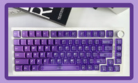 Clavier mécanique personnalisé avec touches transparentes dégradées violet glamour en sublimation + matériau PC, 136 touches, hauteur originale