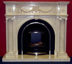 Blanco puro crema piedra Natural estilo francés victoriano arqueado Simple flor patrón Beige mármol envolvente chimeneas manto - Product Image 6