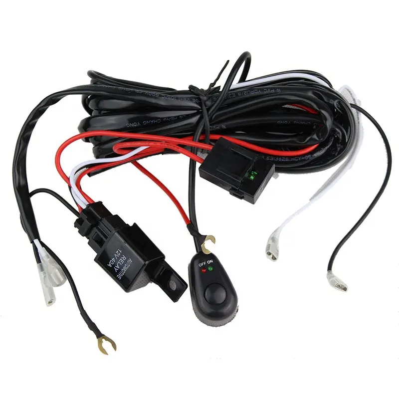 Lámpara de conducción todoterreno automática con interruptor de fusible, Kit de relé de arnés de cableado de coche de 40A 12V, para 2 cables de barra de luz LED de trabajo
