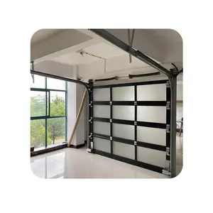 Produttore vendita diretta prospettiva vetro isolamento acustico porta del garage telaio in lega di alluminio porta del garage