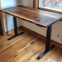 Bureau debout en bois de noyer noir massif avec 2 moteurs réglable en hauteur pour meubles de bureau à domicile finition UV hôtels