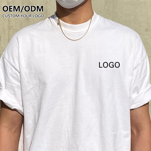 Custom Logo Men's 100% Cotton Thick Black Mock Neck Streetwear T-<b>Shirt</b> Heavy Weight Oversized Plain <b>White</b> Blank Solid Knitted - Product Image 1