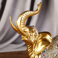 Statue Elephant Resine Peinte Main Style Europeen Figurine Decoration Maison Bureau Sculpture Collection Cadeau Ornement
