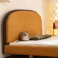 Lit bas capitonné de style français vintage, moderne du milieu du siècle, minimaliste, avec panneau en tissu amovible et lavable pour petit espace