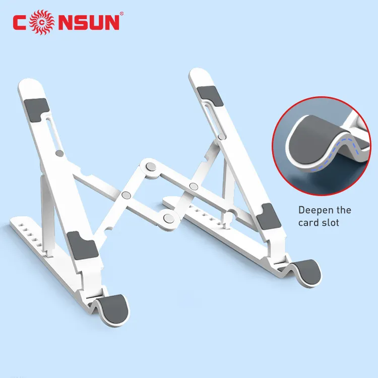 Hot Sales 2021 Portable Aluminium Plastic Foldable Lifting Laptop Stand Adjustable Height Folding Laptop Holder Stand