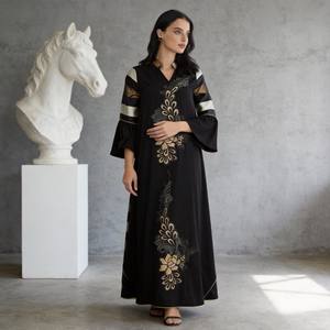 Stylish Elegant Luxury Patchwork Polyester Long Abaya <b>for</b> <b>Muslim</b> <b>Women</b> <b>Dress</b> Custom OEM Wholesale - Product Image 2