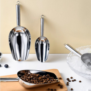 Cuchara para hielo de acero inoxidable 304, mango grueso, pulido a espejo, herramienta de cocina para hielo, arroz, harina, semillas de girasol, frutas secas - Product Image 2