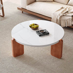 Mesa de Centro de Madera Maciza de Estilo Crema, Duradera, Ecológica y de Lujo Ligero para Apartamentos Pequeños y Salas de Estar - Product Image 1