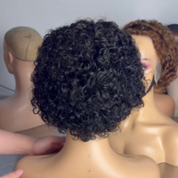 Perruques Courtes Pixie en Cheveux Humains, Perruques Sans Colle en Dentelle, Cheveux Humains avec Bords 4C, Prêtes à Porter, Perruques Sans Colle en Cheveux Humains avec Cordon de Serrage