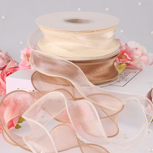 Vente en gros de ruban de fil de queue de poisson en polyester de 4.0cm emballage cadeau de fleur fabrication d'arc de ceinture - Product Image 3
