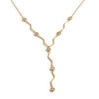 Collier JINYOU 8079 en acier inoxydable plaqué or PVD, délicat, avec chaîne en Y et pendentif en zircon cubique ondulé, pour bijoux élégants