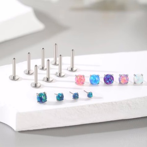 Piercing Labret Monore in Titanio G23 Senza Filettatura con Opale a Artiglio, Orecchini a Perno per Trago ed Elica, Piercing Push-in per Labbro, Gioielli per Cartilagine - Product Image 5