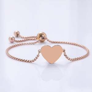 Wholesale Custom <b>Name</b> Heart Slice Stainless Steel Blank Square <b>Chain</b> Bracelets - Product Image 5