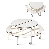 Ensemble Table à Manger Mobile en Bois avec 4 Chaises, Table et Chaise de Cantine Scolaire Modernes, Tables à Manger Pliantes