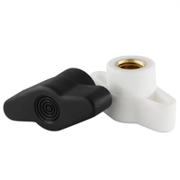 Écrou à poignée en plastique M3 M6 M8, écrou à oreilles en T, couleur noire, insert en laiton, écrou à pouce en T, entièrement fileté, autobloquant