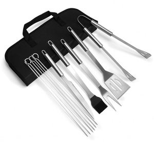 Ensemble d'outils de barbecue en acier inoxydable avec poignée tubulaire, pince, spatule, fourchette, sac en tissu Oxford, ensemble de 20 pièces pour l'extérieur - Product Image 1