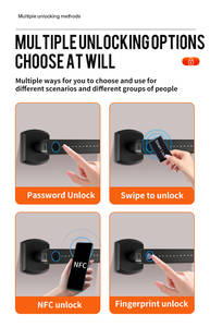 Serrure de porte intelligente TTlock Tuya en bois avec poignée à levier en C et cylindre à empreinte digitale - Product Image 2