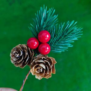 Mini Tự Nhiên Thông <span class=keywords><strong>Cones</strong></span> Với Màu Đỏ Trái Cây Tự Làm Giáng Sinh Trang Trí Phụ Kiện Mô Phỏng Thông Kim Hoa Chi Nhánh Chèn - Product Image 3