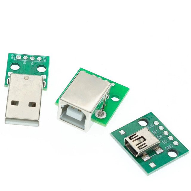 USB Male Connector / MINI MICRO USB to DIP Adapter female connector 2.54 Connector B Type-C USB2.0 3.0 Female PCB Converter
