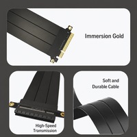 Cable de Extensión para Tarjeta Gráfica PCIe 4.0 X8, Recto de 180 Grados, 64Gbps de Alta Velocidad, Blindado y Flexible, para Chasis de PC
