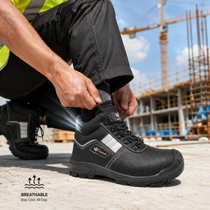 <span class=keywords><strong>Stivali</strong></span> di Sicurezza CE S3 a Taglio Medio con Punta in Acciaio Antiperforazione e Suola in PU per Lavoro Industriale - Product Image 3