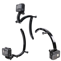Bras d'extension de casque à 3 voies, bâton de Selfie incurvé pour GoPro Go Pro 11 10 9 8 7 SJCAM Xiaomi Yi 4K DJI accessoires de caméra