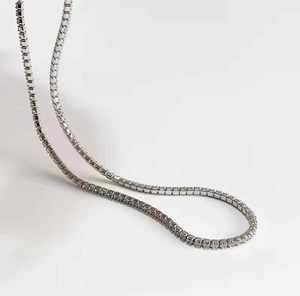 925 Sterling Silver Moissanite Round Brilliant Cut Tennis <b>Necklace</b> Dainty <b>Statement</b> Anniversary Engagement Party Gift for Women - Product Image 1