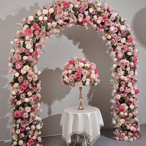 Arco de Flores Artificiales al por Mayor, Arco de Flores Rosadas, Arco Decorativo, Fondo de Flores Frescas, Decoración para Bodas - Product Image 1