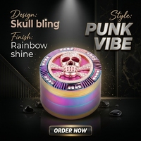Futeng 63mm 4 Pièces Grinder en Métal Givré Arc-en-ciel en Zinc pour Tabac, Épices, Herbes, avec Motif Animal et Diamant, Portable pour Fumer