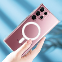 Étui de téléphone portable transparent magnétique rigide antichoc TPU+PC pour Samsung Galaxy S25 Edge Ultra S27