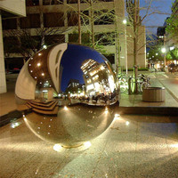 Boule de fontaine creuse personnalisée en alliage d'acier inoxydable, éclairée par énergie solaire, design moderne, finition brillante, étanche, installation facile, pour jardin