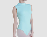 CL00460 Maillot de Ballet con Cuello Alto y Paneles de Malla con Recortes en la Espalda para Mujer, sin Mangas, para Danza, Gimnasia y Entrenamiento