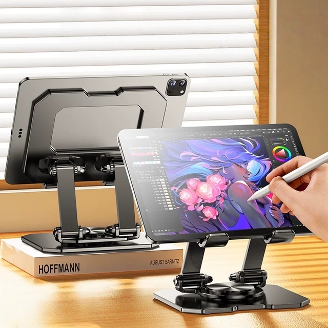 MQ Foldable Laptop Metal Rotating Tablet Stand Adjustable Desktop Phone Holder Universal iPad Stand for Study Gaming Office Use