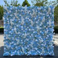 Groothandel Kunstmatige Roze Bloem Muur Achtergrond 8ft X 8ft Roll Up Rose Muur Bloemen Wandpaneel Voor Bruiloft Decoratie