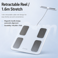 Balance connectée professionnelle à affichage LED en verre, 8 électrodes, mesure intelligente de la graisse corporelle, capacité 180 kg, étanche