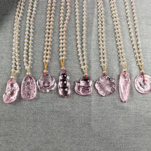 สร้อยคอพร้อมจี้คริสตัล,คุณภาพสูงสีช<span class=keywords><strong>ม</strong></span>พูเจ้าแม่<span class=keywords><strong>กวน</strong></span><span class=keywords><strong>อิ</strong></span><span class=keywords><strong>ม</strong></span>และใบไ<span class=keywords><strong>ม</strong></span>้จั๊กจั่นสำหรับผู้หญิง - Product Image 1