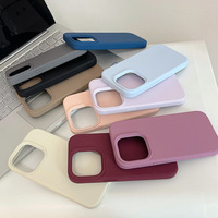 Coque en silicone liquide couleur unie pour femmes pour iPhone 15 14 Plus 13 Pro Max - Étui de téléphone portable simple et tendance effet givré