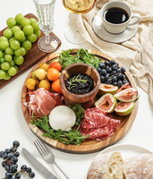 Ensemble de présentation multifonctionnel pour desserts de fête, support pour aliments et en-cas, support à gâteau en bois d'acacia avec couvercle en acrylique