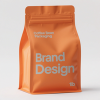Sachet refermable personnalisé pour café, à fond plat, réutilisable, anti-odeur et étanche