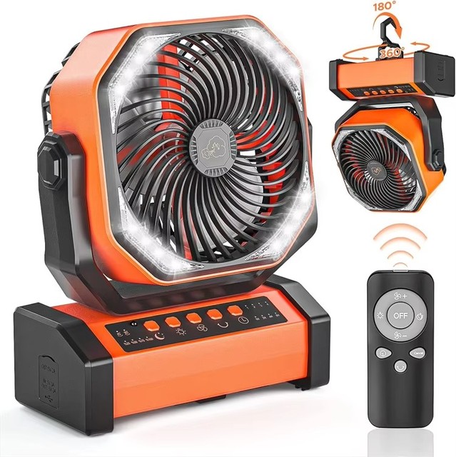 20000mAh 2-in-1 Rechargeable LED Flashlight & Portable Cooler Fan with Remote Control for Outdoor Camping Car Use Emergencies