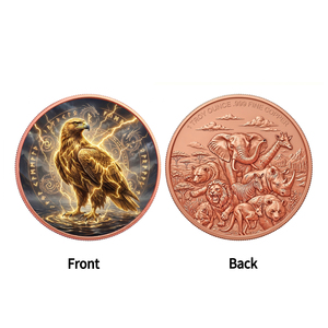 Majestic Thunder Eagle 1 oz .999 Cobre Puro, Medallón con Aves Míticas, Rayo y Círculo Mágico, Impresión UV, Moneda <span class=keywords><strong>de</strong></span> Regalo Pagana Nórdica - Product Image 2