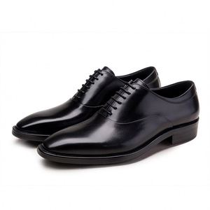 Nuevos Zapatos de Cuero Genuino para Hombre, Estilo Ejecutivo, Sencillos y Lisos, con Punta Cuadrada y Cordones Cómodos, para Oficina y Traje de Uniforme - Product Image 4