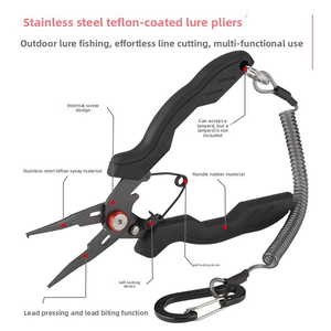 Teflon Stainless Steel Fishing <b>Pliers</b> <b>Split</b> <b>Ring</b> <b>Pliers</b> Fish Hook Remover Fishing Line Cutters - Product Image 4