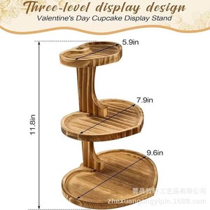 Wooden Heart-Shaped Cupcake Stand 3-Tier Valentine's Day Dessert Display Rack Birthday Party <b>Cake</b> <b>Decorating</b> <b>Supplies</b> - Product Image 3