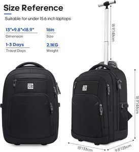 Hot Resistant Rolling <b>Backpack</b> Travel <b>Backpack</b> with <b>Wheels</b> Carry on Luggage Wheeled Computer Laptop <b>Backpack</b> Trolley Suitcase - Product Image 6